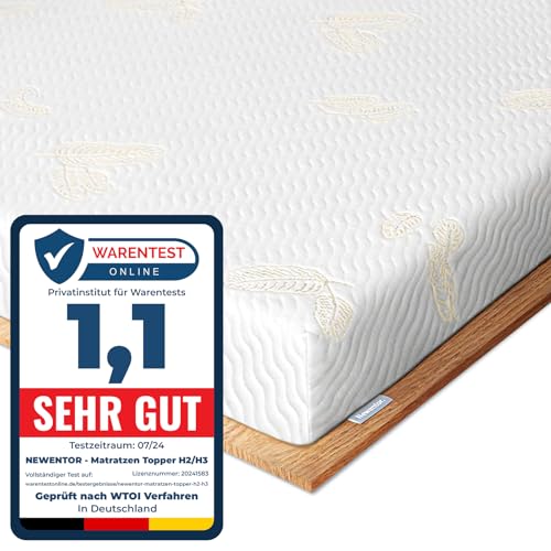 Newentor® Matratzen Topper 180x200cm H2 H3, Matratzentopper 180x200 Schlafsofa Bett Gelschaum, Mattress Topper 180x200 Boxspringbett Gel Bezug Kaltschaum 7CM Höhe